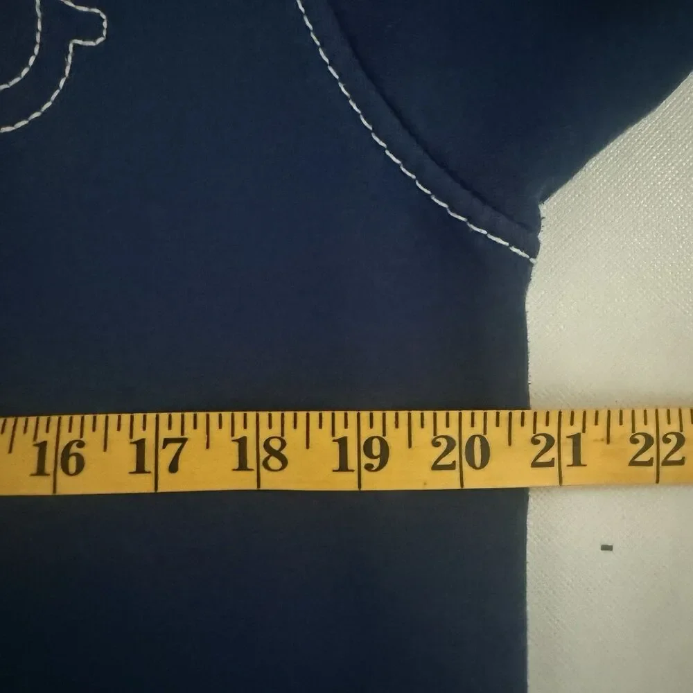 True Religion Big T Zip Up Hoodie Posiedon Blue Full Zip Jacket Medium